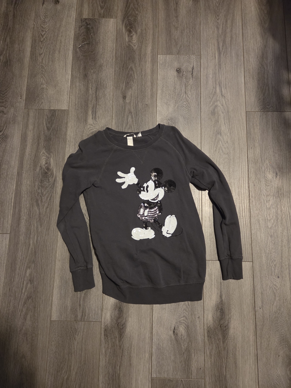 H&M Black Sequin Mickey Crewneck Sweater